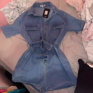 Fashion nova denim romper